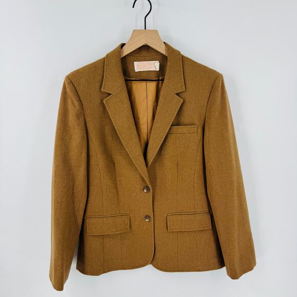 Vintage Pendleton 100% Wool Blazer Jacket Camel Lined USA Made Size 12 - Picture 8 of 8
